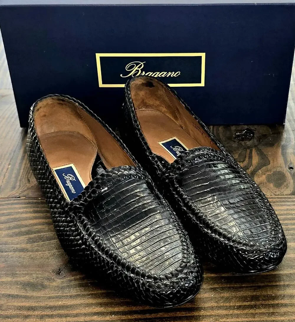 Bragano Cole Haan Men's Lthr Loafers Shoes Sz 11.5 Bellano Venetian Blk Lizard